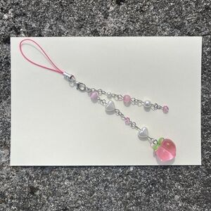 Peach Fruit Phone Charm - Pink